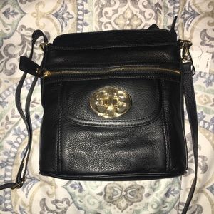 EmmaFox Black Leather Crossbody Purse
